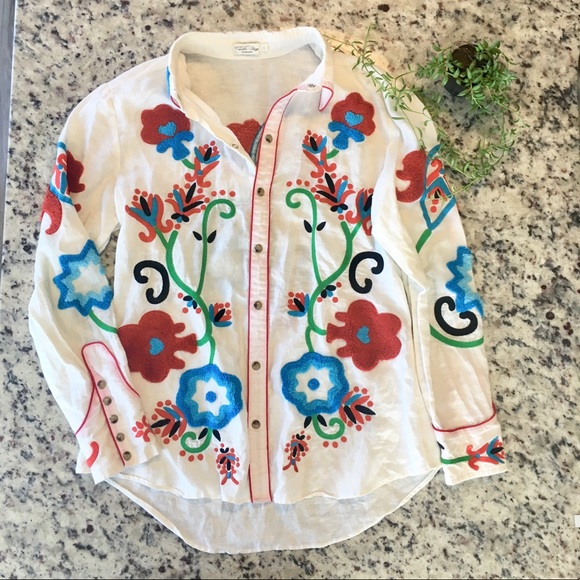 Tasha Polizzi Tops - Tasha polizzi embroidery button down top